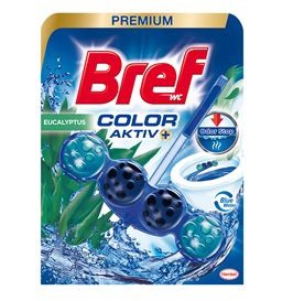 Bref Blue Aktiv Color Eukalyptus 50g kul | Čistící, dezinf.prostř., dezodoranty - Přípravky na WC - Závěsy na WC a pissoárové kostky